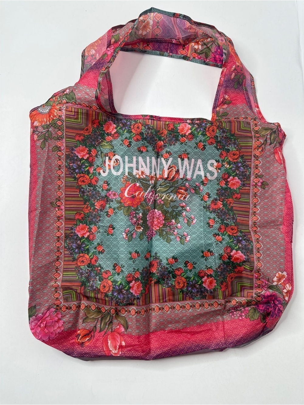 Johnny Was California Floral Nylon Print Reusable Shopping Bag
